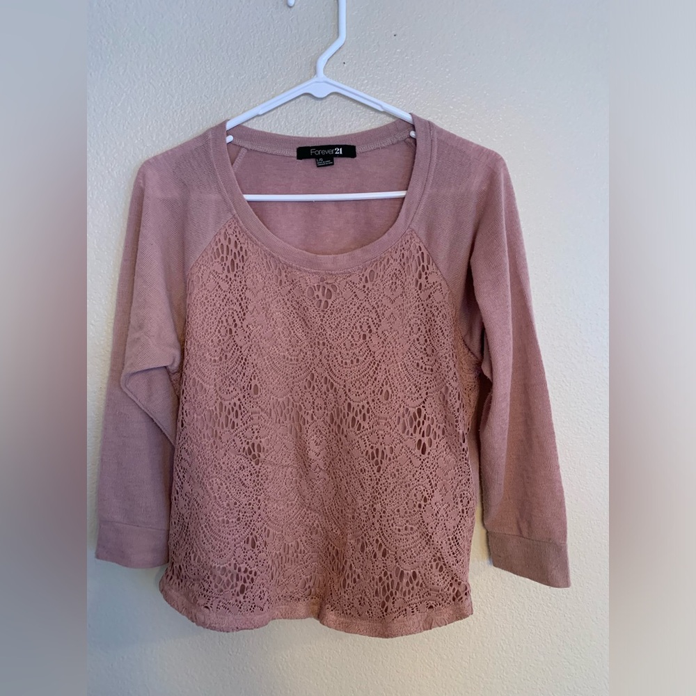Mauve top 3/4 sleeves lace Forever21